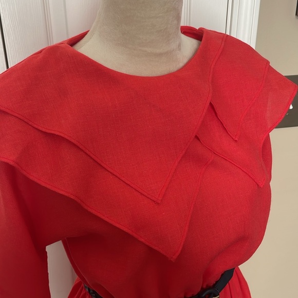 RARE VINTAGE J. Ellis Linen Blend STATEMENT COLLAR Dress - Picture 1 of 8